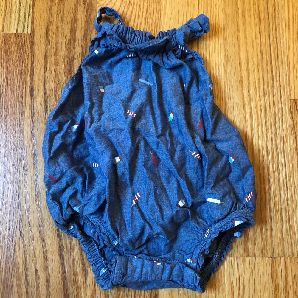 Baby Gap Popsicle print chambray bubble romper size 6-12 months
